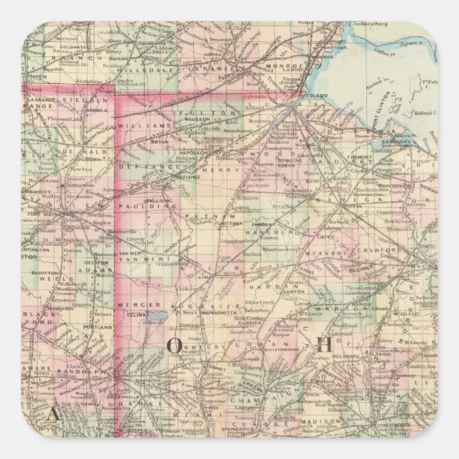 Ohio, Indiana 2 Square Sticker (Front)
