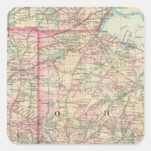 Ohio, Indiana 2 Square Sticker