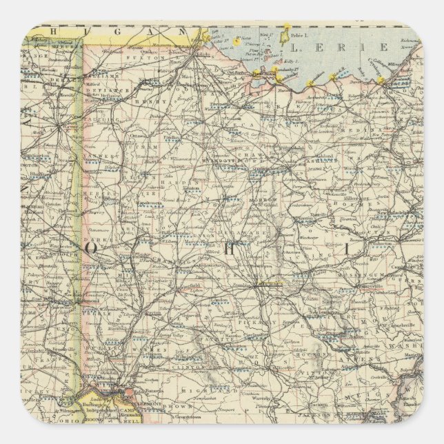 Ohio, Indiana, Kentucky, West Virginia Square Sticker (Front)