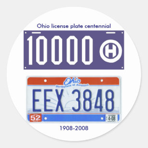 Ohio license plate centennial classic round sticker