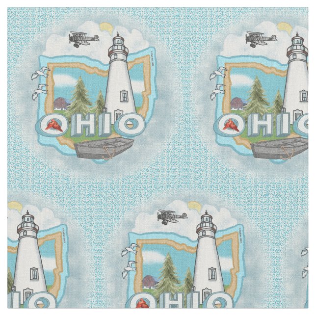 Ohio Lighthouse Fabric (Close Up)