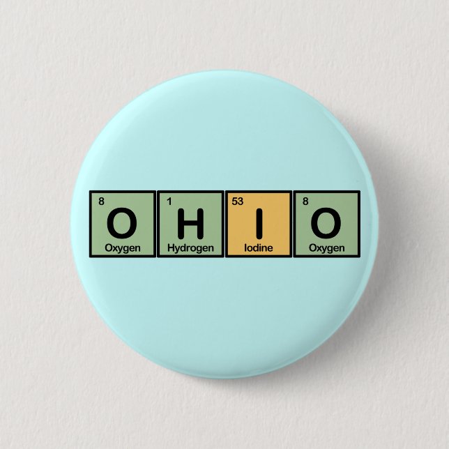 Ohio made of Elements 6 Cm Round Badge (Front)