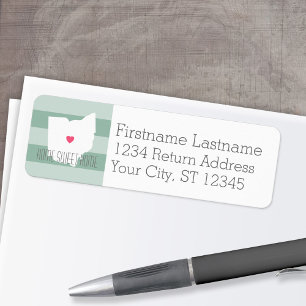 Ohio Map Home State Love with Custom Heart Return Address Label