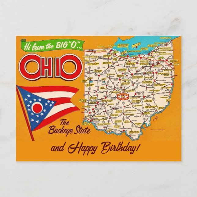  Ohio Map Occasions Postcard (Front)