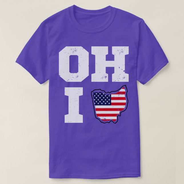 Ohio Map State USA Flag T-Shirt (Design Front)