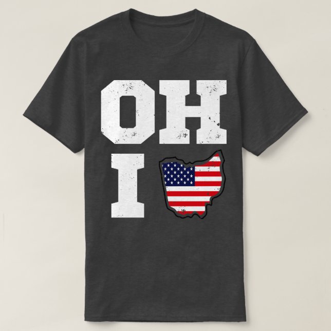 Ohio Map State USA Flag T-Shirt (Design Front)