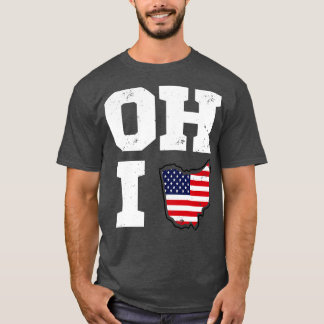 Ohio Map State USA Flag T-Shirt