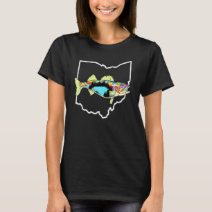 Ohio Map Walleye Fishing Freshwater Fisherman Wall T-Shirt