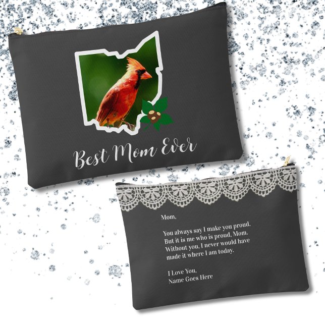 Ohio Mum Cardinal and Buckeyes Mother's Day Accessory Pouch (Creator Uploaded)