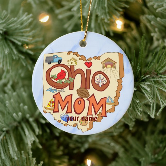 Ohio Mum  Ceramic Ornament (Tree)