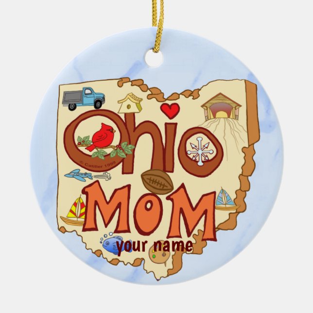 Ohio Mum  Ceramic Ornament (Front)