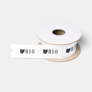 Ohio Name with State Shaped Letter Satin Ribbon