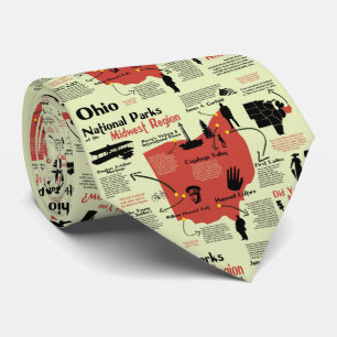 Ohio National Parks Pictorial Map Tie