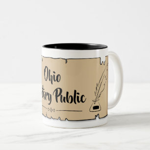 Ohio Notary Public Scroll Feather Quill Two-Tone Coffee Mug
