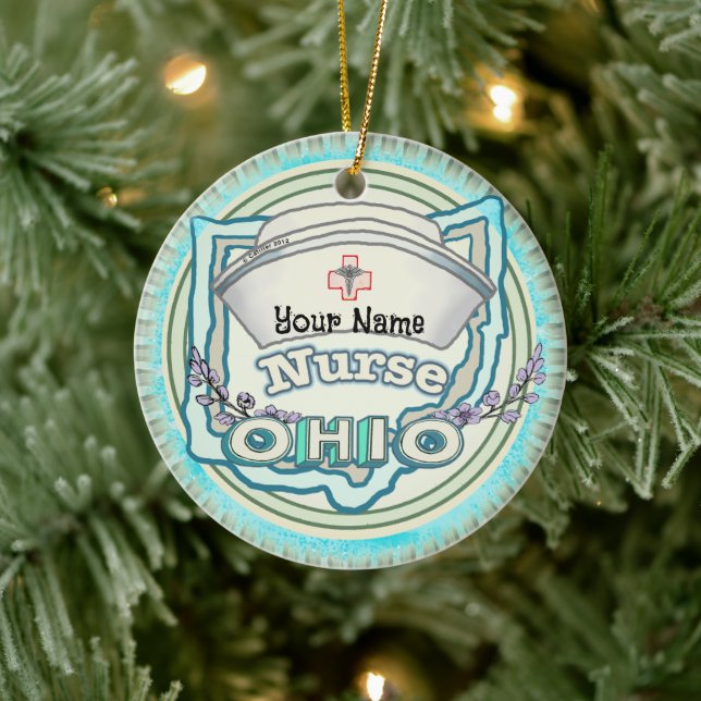 Ohio Nurse Ceramic Ornament (Tree)