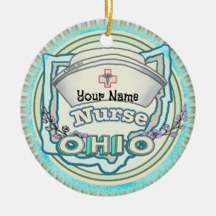 Ohio Nurse Ceramic Ornament