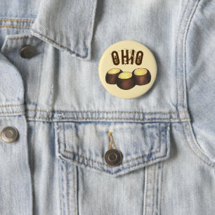 Ohio OH Peanut Butter Buckeye Buck Eye Nut Candy 6 Cm Round Badge
