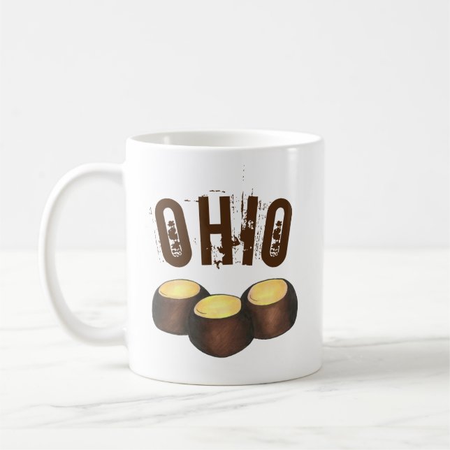 Ohio OH Peanut Butter Buckeye Buck Eye Nut Candy Coffee Mug (Left)