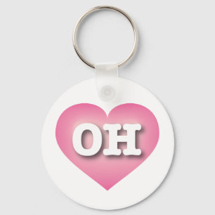 Ohio Pink Fade Heart - I love OH Key Ring