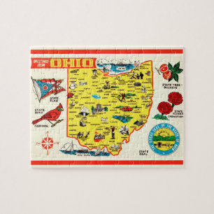 Ohio Postcard Map Jigsaw Puzzle