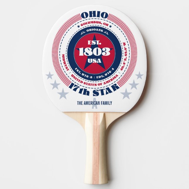 Ohio Pride Circular Typography Monogram Ping Pong Paddle (Front)