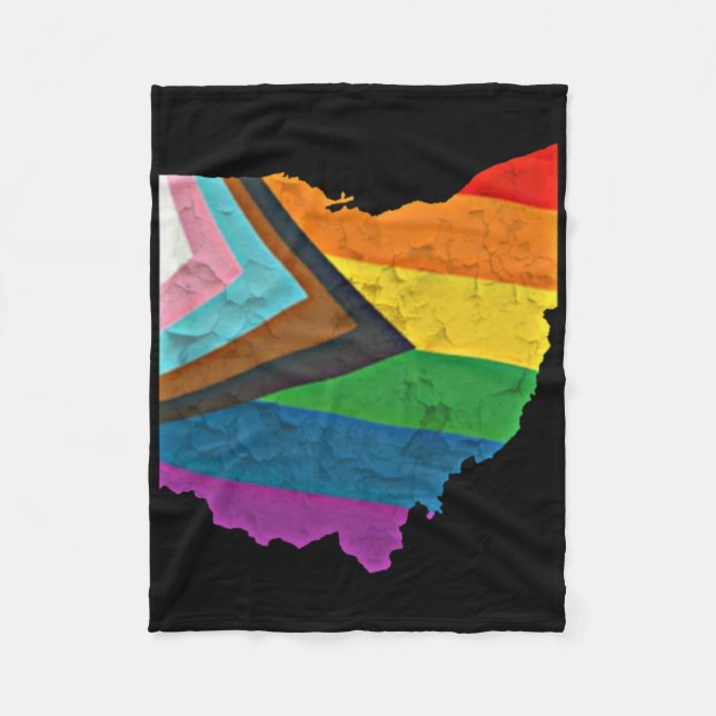 Ohio Pride Sticker  Fleece Blanket (Front)