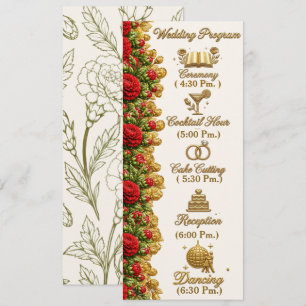 Ohio Red Carnation Wedding Program Card