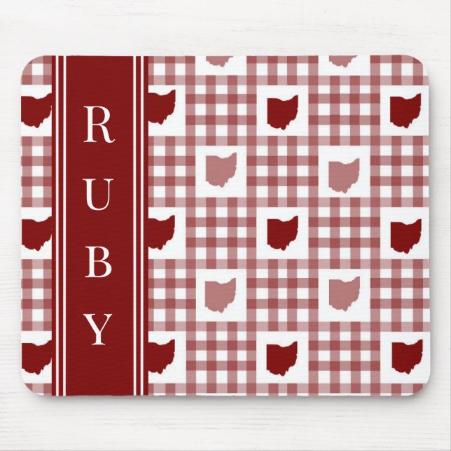 Ohio Red Gingham Mouse Pad (Front)
