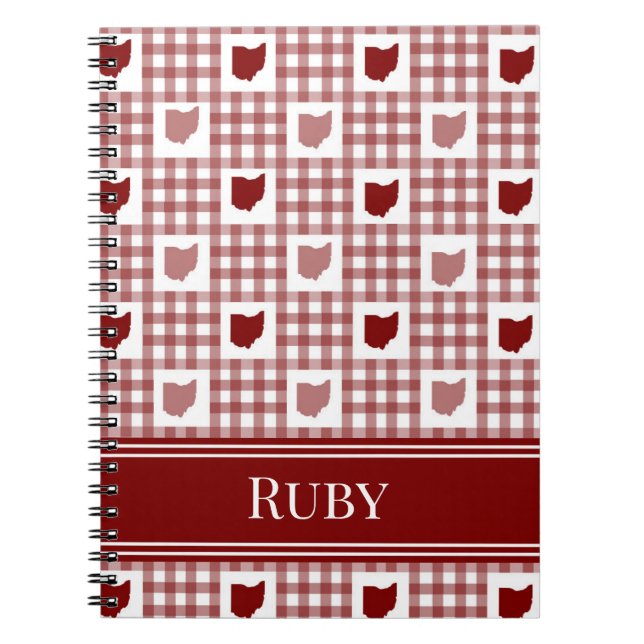 Ohio Red Gingham Notebook (Front)