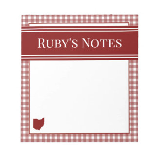 Ohio Red Gingham Notepad