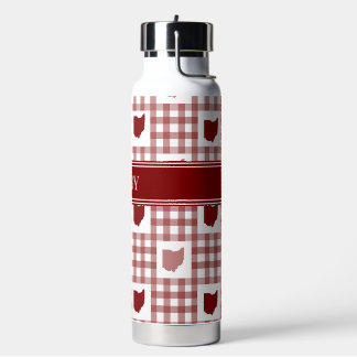 Ohio Red Gingham Water Bottle