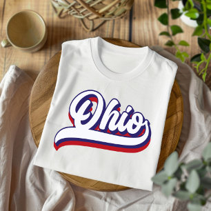 Ohio Red White and Blue Vintage Script T-Shirt