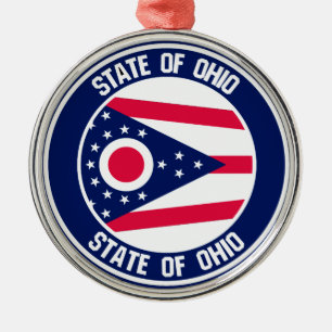 Ohio Round Emblem Metal Ornament