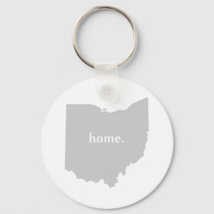 Ohio Shaped Grey with Home Buckeye State Ohioan Key Ring