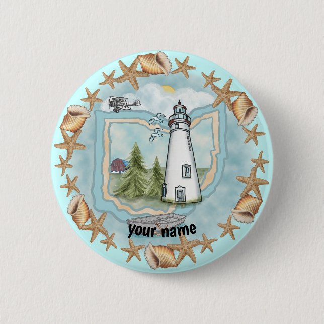 Ohio Shells Lighthouse  pin button (Front)