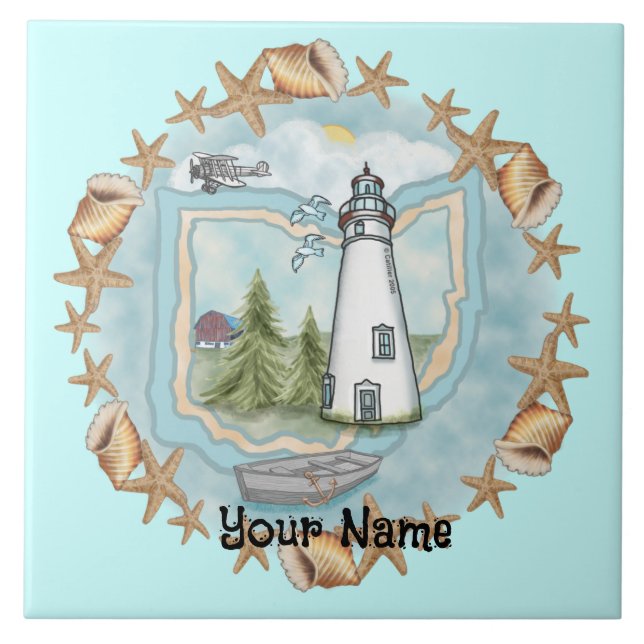 Ohio Shells Lighthouse  Tile (Front)