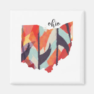 Ohio silhouette hand lettering magnet