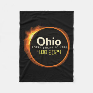 Ohio Solar Eclipse 2024 Totality April 8 Men Women Fleece Blanket