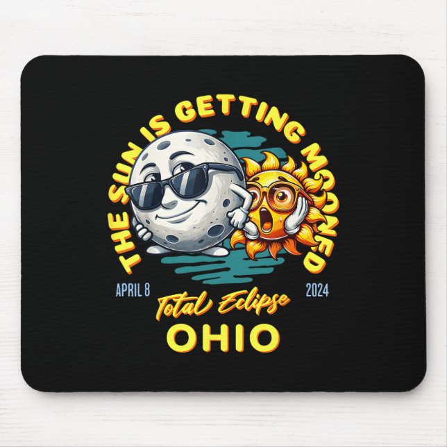 Ohio Solar Eclipse Apr 8 2024 Sun Is Getting Moone Mouse Pad (Front)