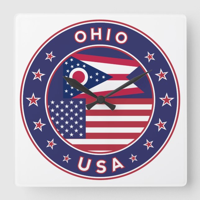 Ohio Square Wall Clock (Front)