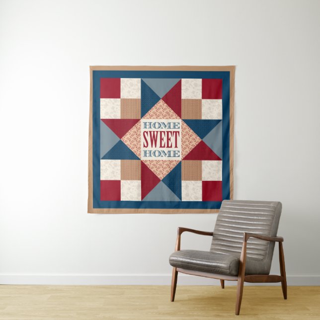 Ohio Star Quilt Block - Home Sweet Home Tapestry (In Situ)