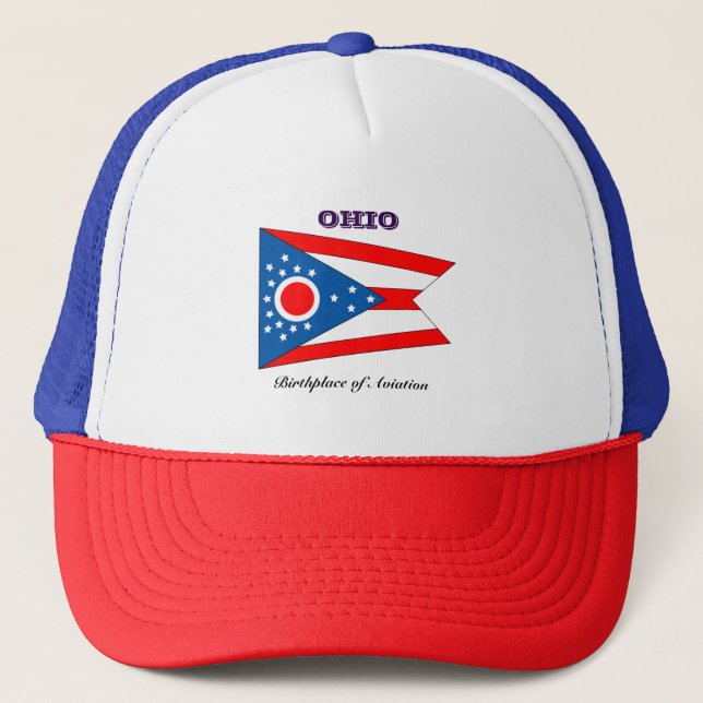 Ohio state flag and slogan trucker hat (Front)