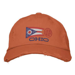 Ohio State Flag Design Embroidered Hat