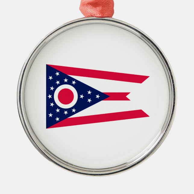 Ohio State Flag Design Metal Tree Decoration (Front)