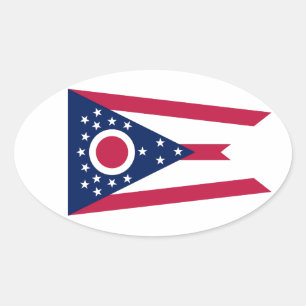 Ohio State Flag Oval Sticker
