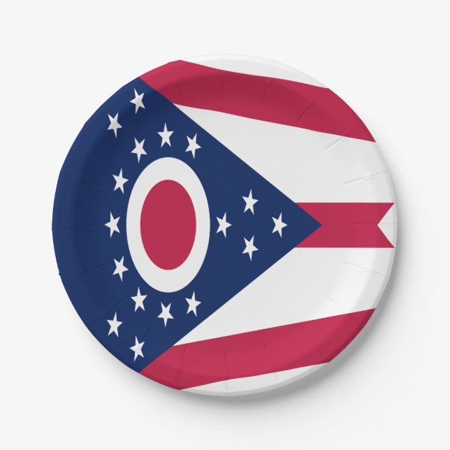 Ohio State Flag Paper Plate (Front)