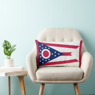Ohio State Flag Print Patriotic Lumbar Cushion