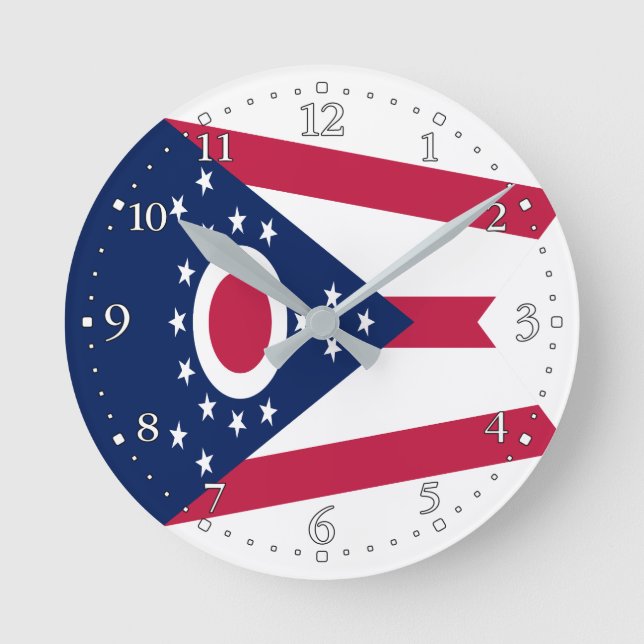 Ohio State Flag Round Clock (Front)