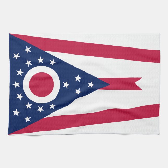 Ohio State Flag Tea Towel (Horizontal)
