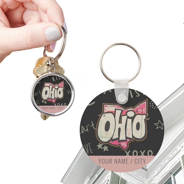 Ohio state of buckeyes pink love accessory  key ring (Creator Uploaded)